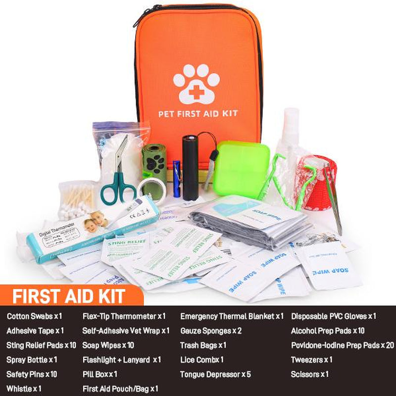 Comprehensive 118 PCS Pet First Aid Kit – Compact, Easy-To-Carry Bag with Essentials for Dogs & Cats, Perfect for Travel, Camping & Daily Safety
