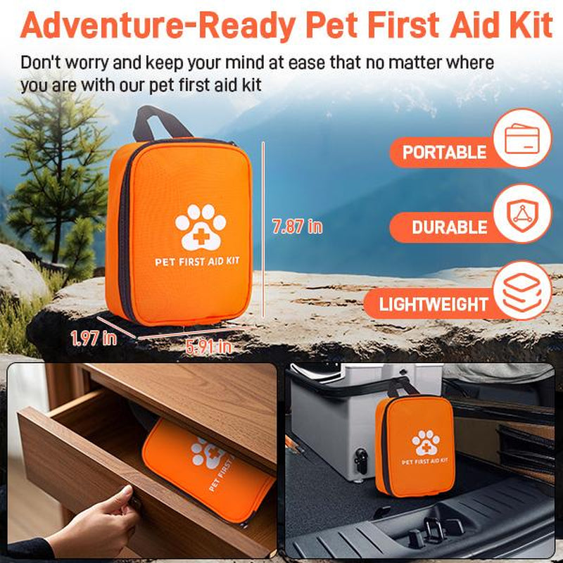 Comprehensive 118 PCS Pet First Aid Kit – Compact, Easy-To-Carry Bag with Essentials for Dogs & Cats, Perfect for Travel, Camping & Daily Safety