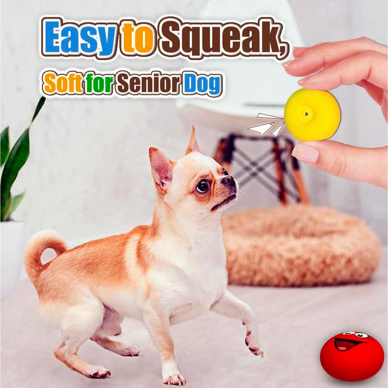 Squeaky Dog for Small Dogs Latex Soft Puppy Toys Balls Smile Face Flat Mini Breeds