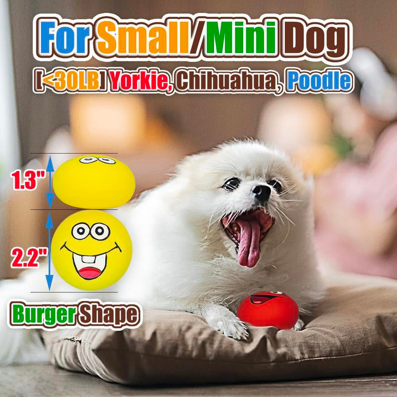 Squeaky Dog for Small Dogs Latex Soft Puppy Toys Balls Smile Face Flat Mini Breeds