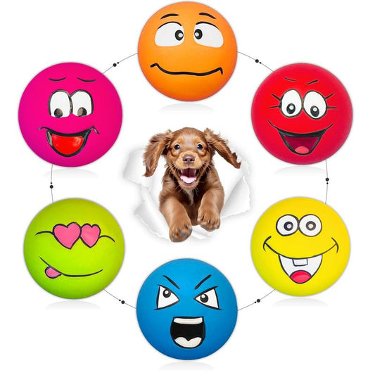 Squeaky Dog for Small Dogs Latex Soft Puppy Toys Balls Smile Face Flat Mini Breeds